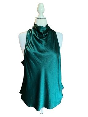 Banana Republic Forest Green Sleeveless Washable Silk Blouse